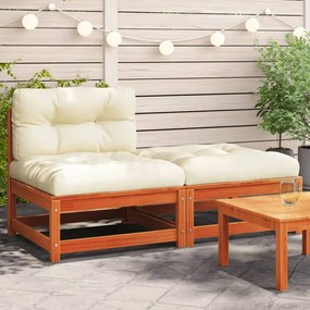 vidaXL Sofá sem apoio braços para jardim c/ almofadões e apoio de pés