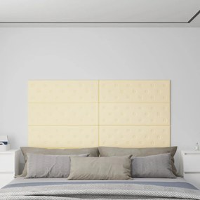 Painel de parede 12 pcs 90x30 cm couro artificial 3,24 m² creme