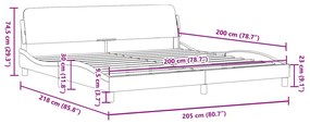 Estrutura cama com cabeceira 200x200 cm tecido cinzento-escuro