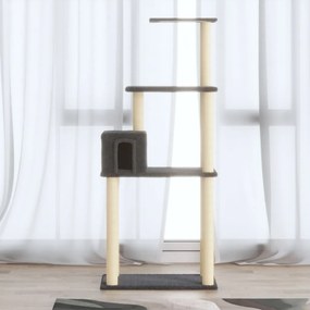 vidaXL Árvore p/ gatos c/ postes arranhadores sisal 147cm cinza-escuro