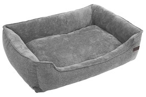 Cama para cães FEANDREA, cama para animais de estimação com aparência de linho, sofá-cama para cães com bordas elevadas, fundo antiderrapante, capa removível e lavável, tamanho XL, para cães grandes, 110 x 75 x 27 cm, cinza claro