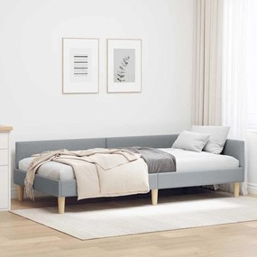 vidaXL Estrutura de Cama de Canto Cinzento-claro 90 x 190 cm tecido