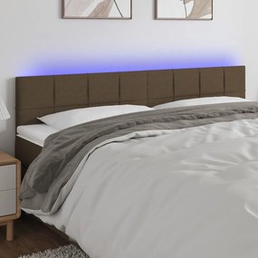 Cabeceira cama luzes LED tecido 200x5x78/88cm cinza-acastanhado