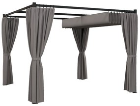 Pérgola de Jardim Estoril – 3x3 m – Cinza – Teto e Laterais Retráteis