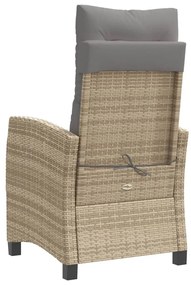 Cadeiras jardim reclináveis 2 pcs c/ almofadões bege misturado