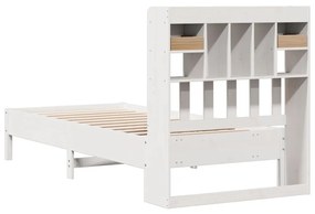 Cama com estante sem colchão 75x190 cm pinho maciço branco