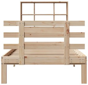 Cama com estante sem colchão 100x200 cm pinho maciço