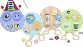 AIYAPLAY Brinquedo de Parede 7 em 1, Xilofone, Engrenagens, Design de Lagarta, MDF, 108 cm, Colorido | Aosom Portugal