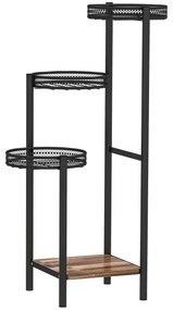 Outsunny Suporte para Plantas de 4 Níveis Suporte de Aço pata Plantas de Interior e Exterior 25x25x80 cm Preto | Aosom Portugal