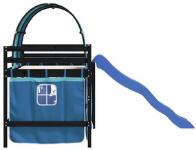 Cama alta para criança com túnel 80x200 cm pinho maciço azul