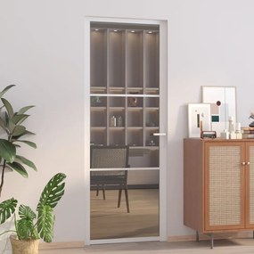 350584 vidaXL Porta de interior 76x201,5 cm vidro ESG e alumínio branco