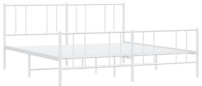 Estrutura de cama com cabeceira e pés 193x203 cm metal branco