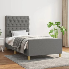 vidaXL Estrutura de cama sem colchão 80x200 cm tecido cinzento-escuro