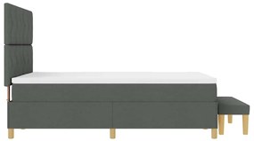Cama Box Spring com Colchão e Banco Cinza Escuro 140x200 cm Tecido