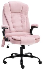 vidaXL Cadeira de escritório c/ função de massagem veludo rosa