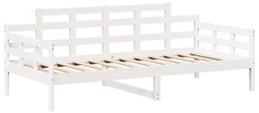 Sofá-cama c/ telhado 90x190 cm madeira de pinho maciça branco