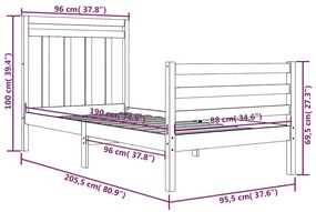 Estrutura de cama 90x200 cm madeira maciça