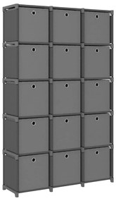 322621 vidaXL Unid. prateleiras 15 cubos c/ caixas 103x30x175,5cm tecido cinza