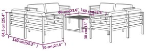 9 pcs conjunto lounge jardim com almofadões alumínio antracite