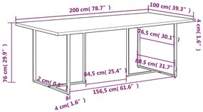 Mesa de jantar 200 cm madeira recuperada maciça