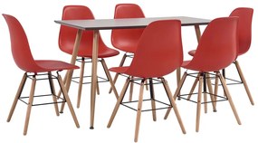 vidaXL 7 pcs conjunto de jantar plástico vermelho