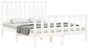 Estrutura de cama com cabeceira 120x200cm madeira maciça branco