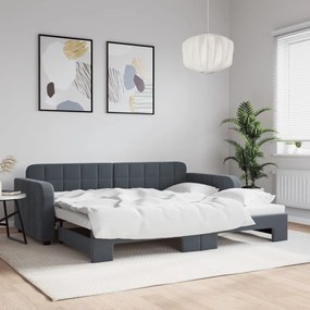vidaXL Sofá-cama com gavetão 90x190 cm veludo cinzento-escuro