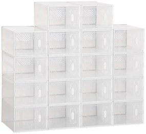 Armário Modular de Plástico Sapateira Modular com 18 Cubos Portas Magnéticas Organizador de Sapatos para Entrada Corredor Dormitório 25x35x19cm Transp