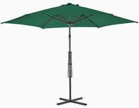 Guarda-sol de exterior com poste de aço 300 cm verde
