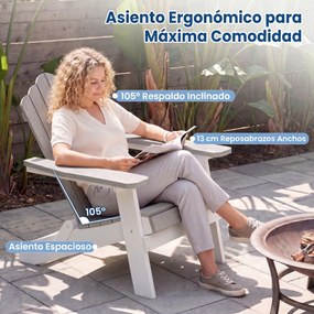Cadeira Adirondack Dobrável para Exterior, 88 x 77 x 95 cm, Suporta Até 180 kg, Cinzento