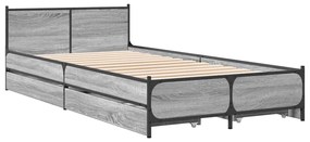 Estrutura de cama c/ gavetas derivados madeira cinza sonoma