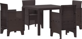 vidaXL Conjunto de Jantar para Jardim 5 pcs Castanho Polipropileno