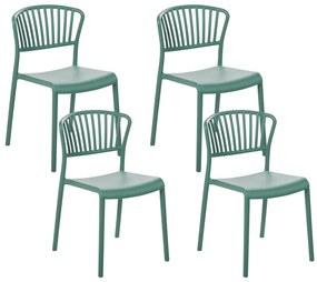 Conjunto de 4 cadeiras de jantar em plástico verde menta GELA Beliani