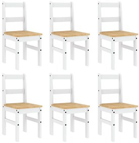 7 pcs conjunto de jantar Panama madeira pinho maciça branco