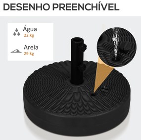 Base para Chapéu de Sol Redondo Suporte para Chapéu de Sol Recarregáve