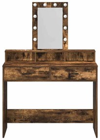 Mesa de Maquiagem vidaXL com Luzes LED Carvalho Fumado 100x41x140 cm