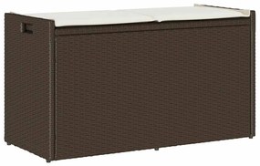 vidaXL Banco de arrumação exterior com almofadão 100 cm vime PE