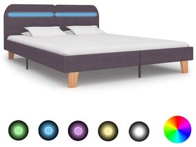 280914 vidaXL Estrutura cama c/ LEDs em tecido 160x200cm cinzento-acastanhado