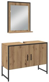 Conjunto de Móveis de Casa de Banho de 4 Peças Carvalho Artesanal Made