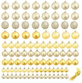 Conjunto de bolas de natal 100 pcs 3/4/6 cm dourado