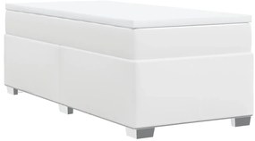 Cama com molas/colchão 100x200 cm couro artificial branco