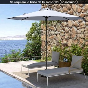 Guarda-sol jardim de 270 cm com 8 varas robustas, toldo ventilado resistente com inclinação por botão Cinzento