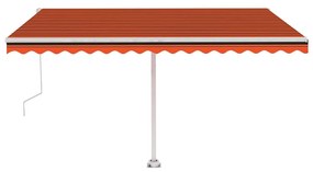 Toldo autom. LED e sensor de vento 400x300 cm laranja/castanho