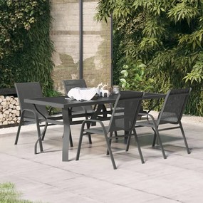 vidaXL 5 pcs conjunto de jantar para jardim cinzento e preto