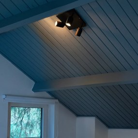 Foco de teto moderno preto quadrado 3 luzes IP44 - Ducha