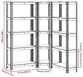 Estante 5 prateleiras 3 pcs derivados de madeira/aço antracite