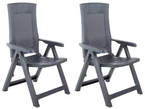 Cadeiras de jardim reclináveis 2 pcs plástico antracite