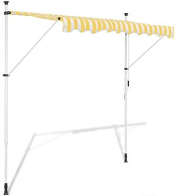 vidaXL Toldo retrátil manual amarelo e branco 300 cm