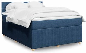 vidaXL Cama com molas/colchão 160x200 cm tecido azul