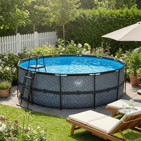 Piscina redonda Stone ø427x122cm com bomba de filtro de areia - cinzenta